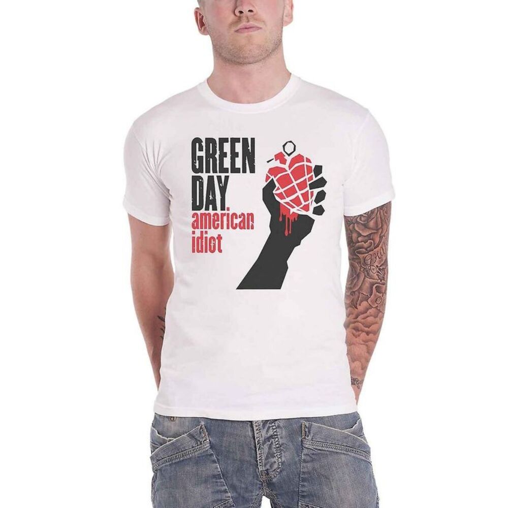 Green Day Unisex Adult American Idiot T-Shirt / White
